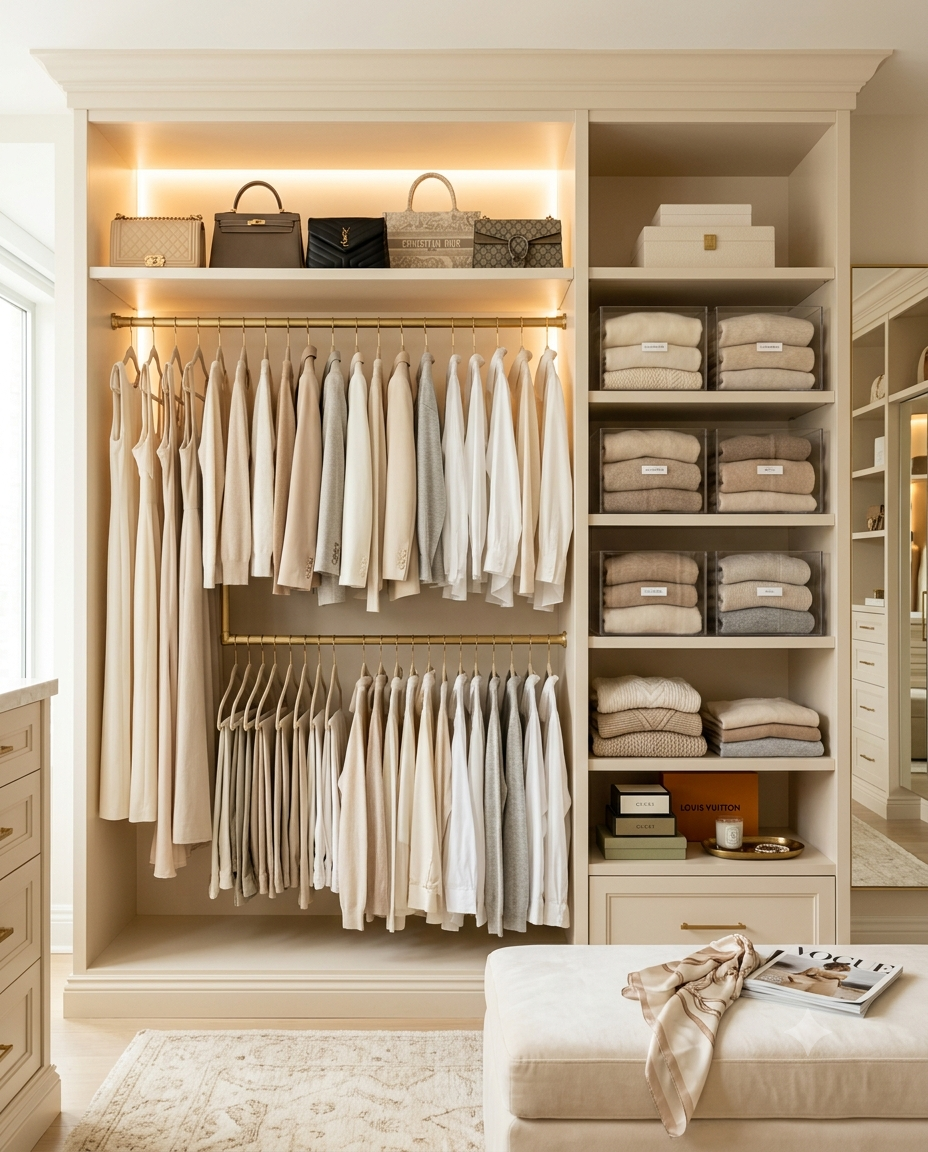 Organized luxury walk-in closet